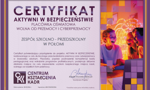 „Aktywni w bezpieczeństwie – przeciwdziałanie przemocy i cyberprzemocy w placówkach oświatowych”